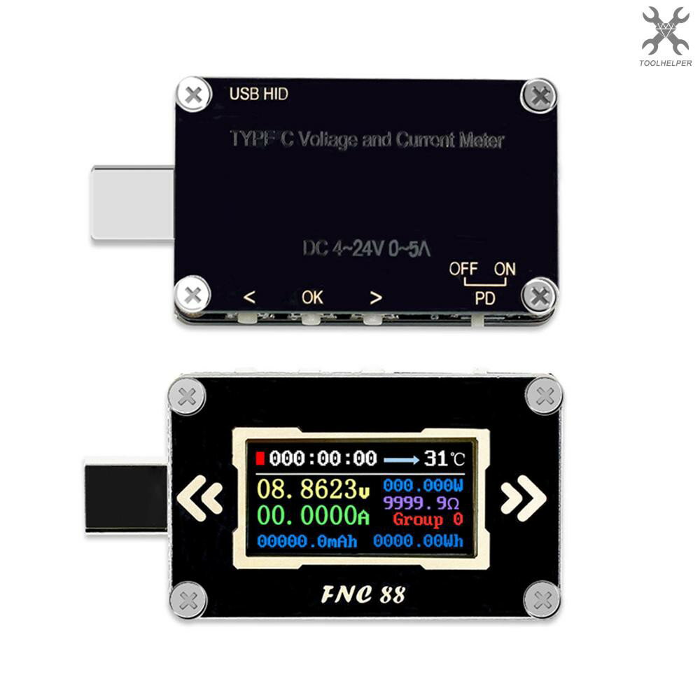 FNC88 TYPE-C PD觸發USB-C電壓表電流表雙向數據測量萬用表USB測試儀0.96英寸高清LCD顯示屏 雙十一購物節