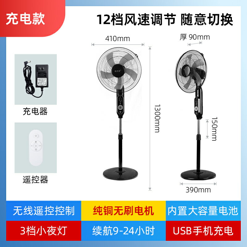 {可打統編 保固一年}太陽能充電電風扇戶外家用大風力蓄電池超長續航大功率可攜式落地 5