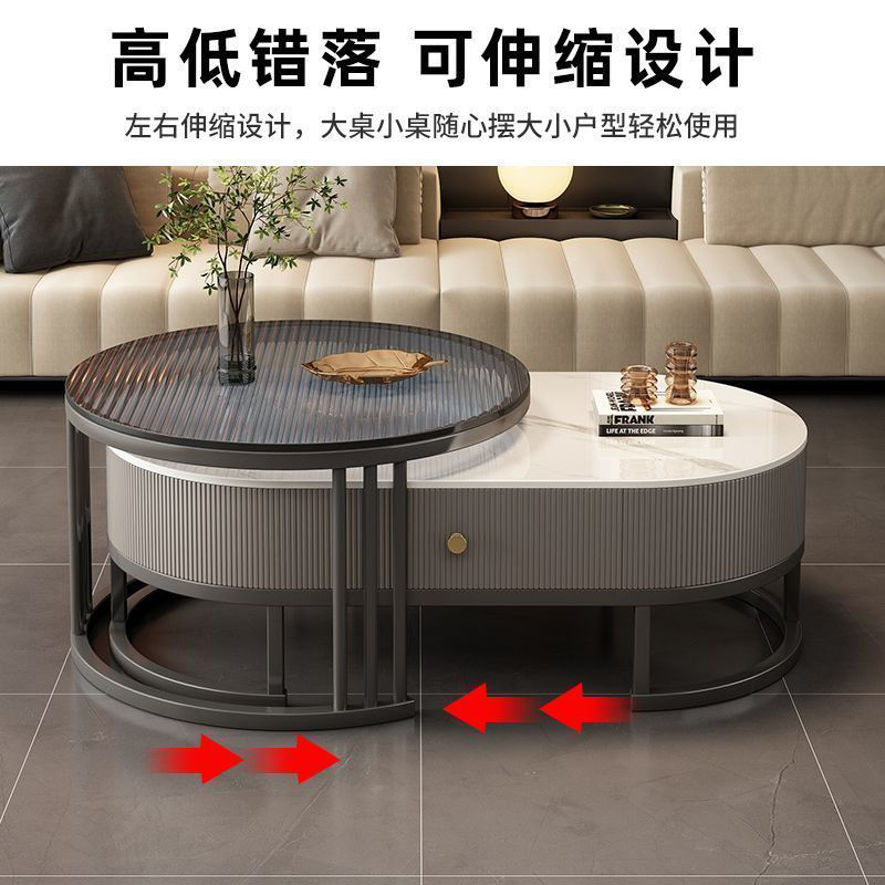 公司貨附發票 茶几 邊桌 茶幾電視櫃家用巖板客廳現代套裝軟包簡約輕奢組合兩用小戶型桌子 快速出貨