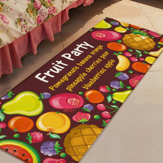 ●MY COLOR●水果派對圖案地墊(長) 門墊 腳墊 地毯 玄關 浴室 廚房 臥室 客廳 防滑 時尚【V028】