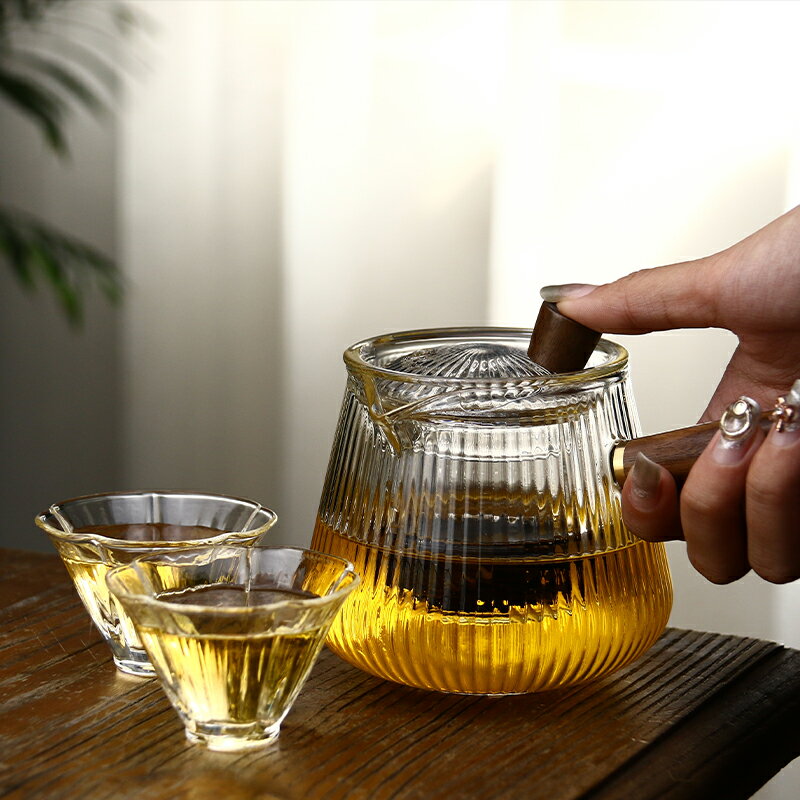 玻璃煮茶壺側把耐高溫泡茶壺電陶爐煮茶器家用燒水壺加厚玻璃茶具
