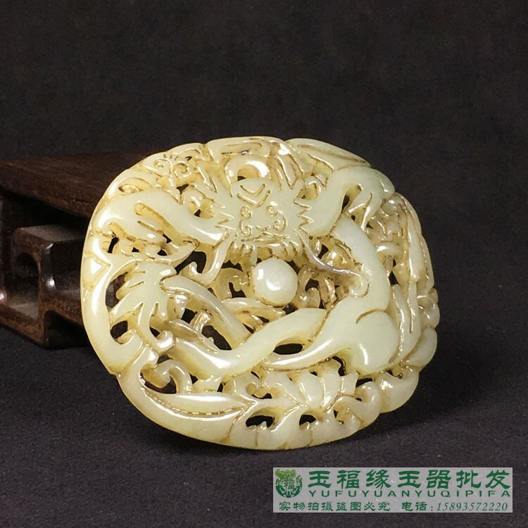 清・和田玉細密彫・觀音玉牌』極細工 置物 古賞物 中国古玩 中国