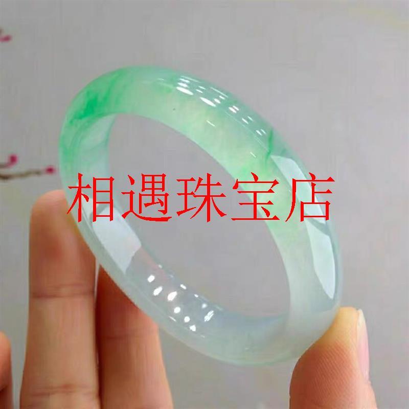 【現貨】緬甸老坑翡翠色手鐲高冰種陽綠色玉手鐲飄綠飄花玉鐲貴妃旺夫玉鐲【北歐家居生活】