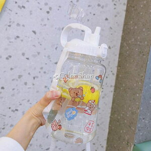水杯超大容量塑膠女學生可愛韓版大號壺男運動帶吸管提手太空杯子【摩可美家】