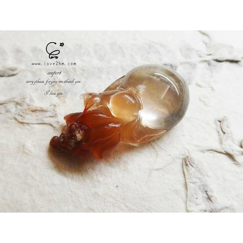 紅兔毛-九尾狐 7072/紅兔毛/晶石鍊墜/ [晶晶工坊-love2hm]