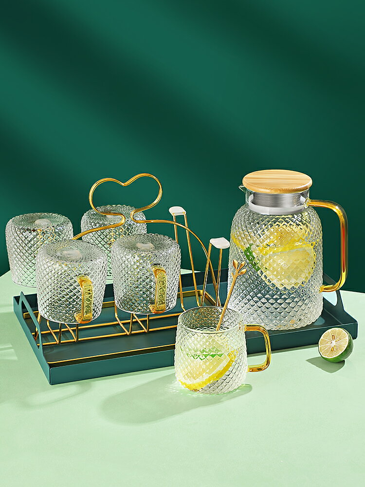 冷水壺玻璃耐高溫家用開水杯套裝涼水壺大容量泡茶壺裝水容器水瓶