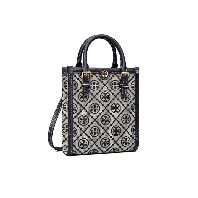 精選★TORY BURCH T MONOGRAM 提花迷你托特手提包 87146 (藍色現貨) ~【母親節禮物★菲尼斯 國際精品3折起 春夏新品 換季下殺】 3