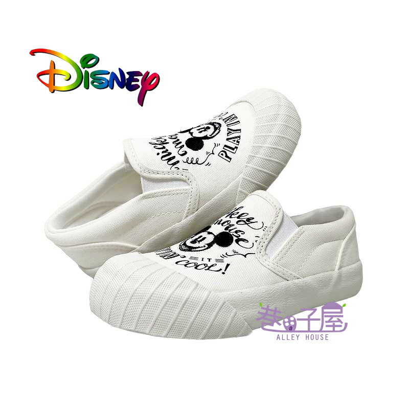 迪士尼DISNEY 米奇 親子鞋 繡圖 奶油餅乾 懶人鞋 帆布鞋 [120110] 白 MIT台灣製造【巷子屋】