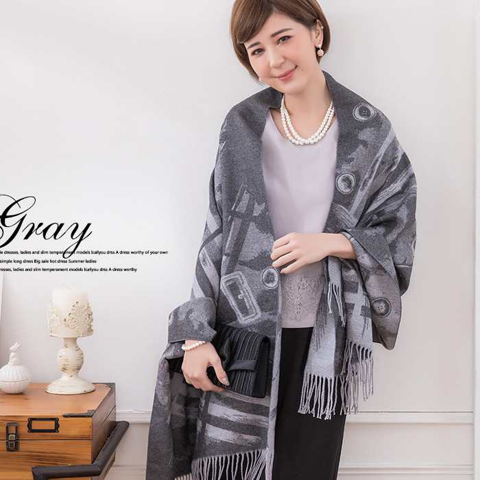 灰姑娘[88355-S]雙面絨圖案觸感極佳圍巾披肩