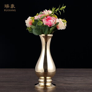 純銅觀音花瓶供佛一對素面光身花瓶純銅佛堂插花擺件