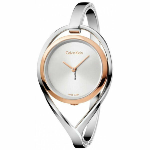 CK 卡文克萊 精巧系列(K6L2SB16)S版雙色時尚手環腕錶/白面33mm