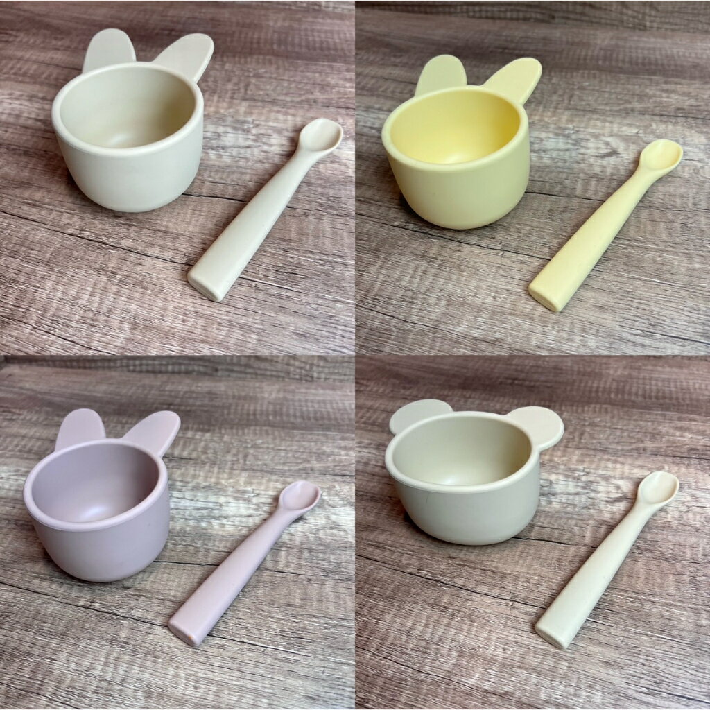台灣FDA合法進口》第一階段副食品用矽膠杯組/優格杯(無吸盤)送湯匙收納盒 2