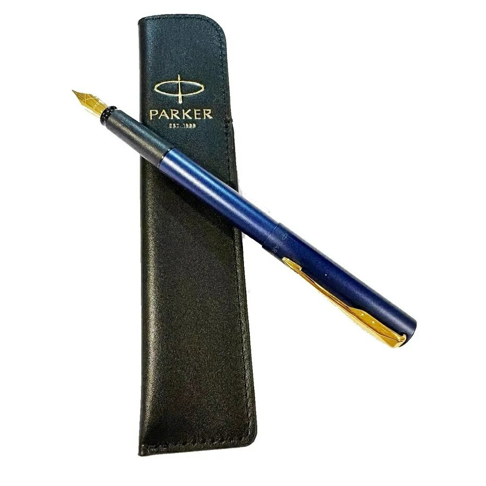 派克PARKER 派克 威雅XL海軍藍鋼筆 真皮筆套禮盒