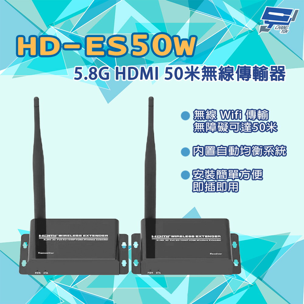 昌運監視器 HD-ES50W 內建自動均衡系統 5.8G HDMI 50米無線傳輸器