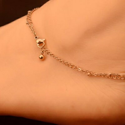 現貨+預購 玫瑰金腳鍊 銀飾-時尚雙鍊銅錢鈴鐺母親節生日情人節禮物女飾品71ak68【獨家進口】【米蘭精品】 2