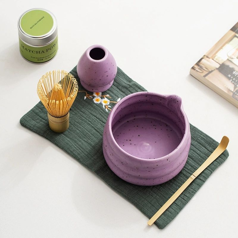 日本傳統陶瓷抹茶碗，帶倒嘴彩色斑點抹茶打蛋器支架手工抹茶套件 3