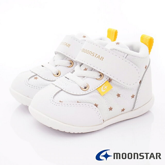 日本月星Moonstar機能童鞋頂級學步系列寬楦穩定彎曲鞋款1891白(寶寶段)