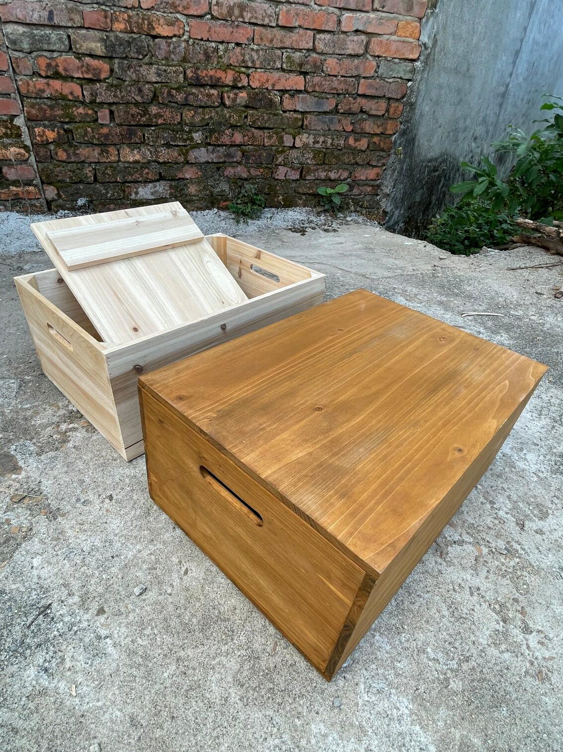定制木質收納箱大號實木儲物箱帶蓋做舊木箱榻榻米木箱雜物整理箱
