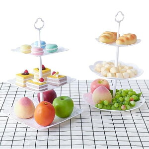 買一送一 蛋糕水果架歐式三層蛋糕架生日多層甜品臺展示架家用干果水果盤下午茶點心盤 阿薩布魯