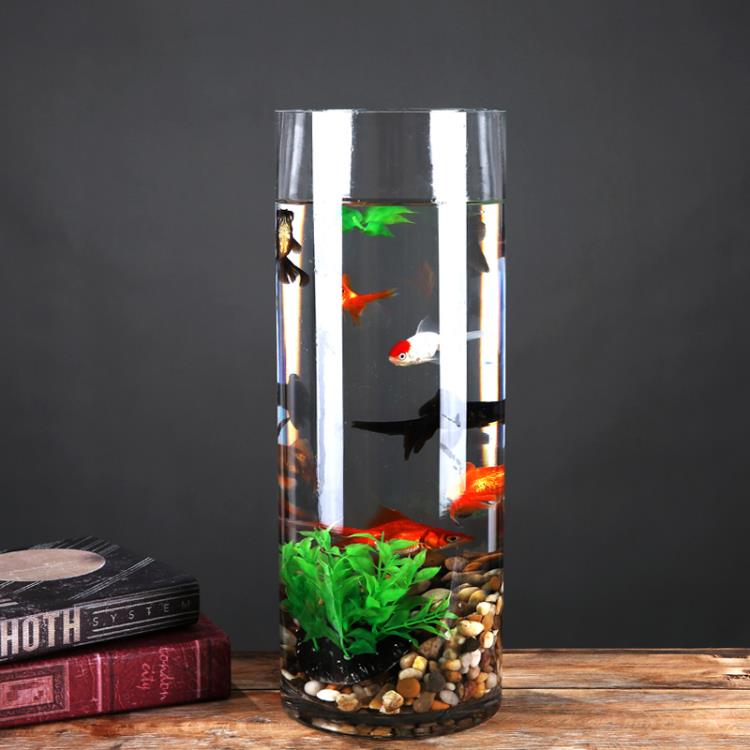創意加厚直筒玻璃魚缸圓柱形大號客廳辦公室金魚缸透明烏龜缸水培 領券更優惠