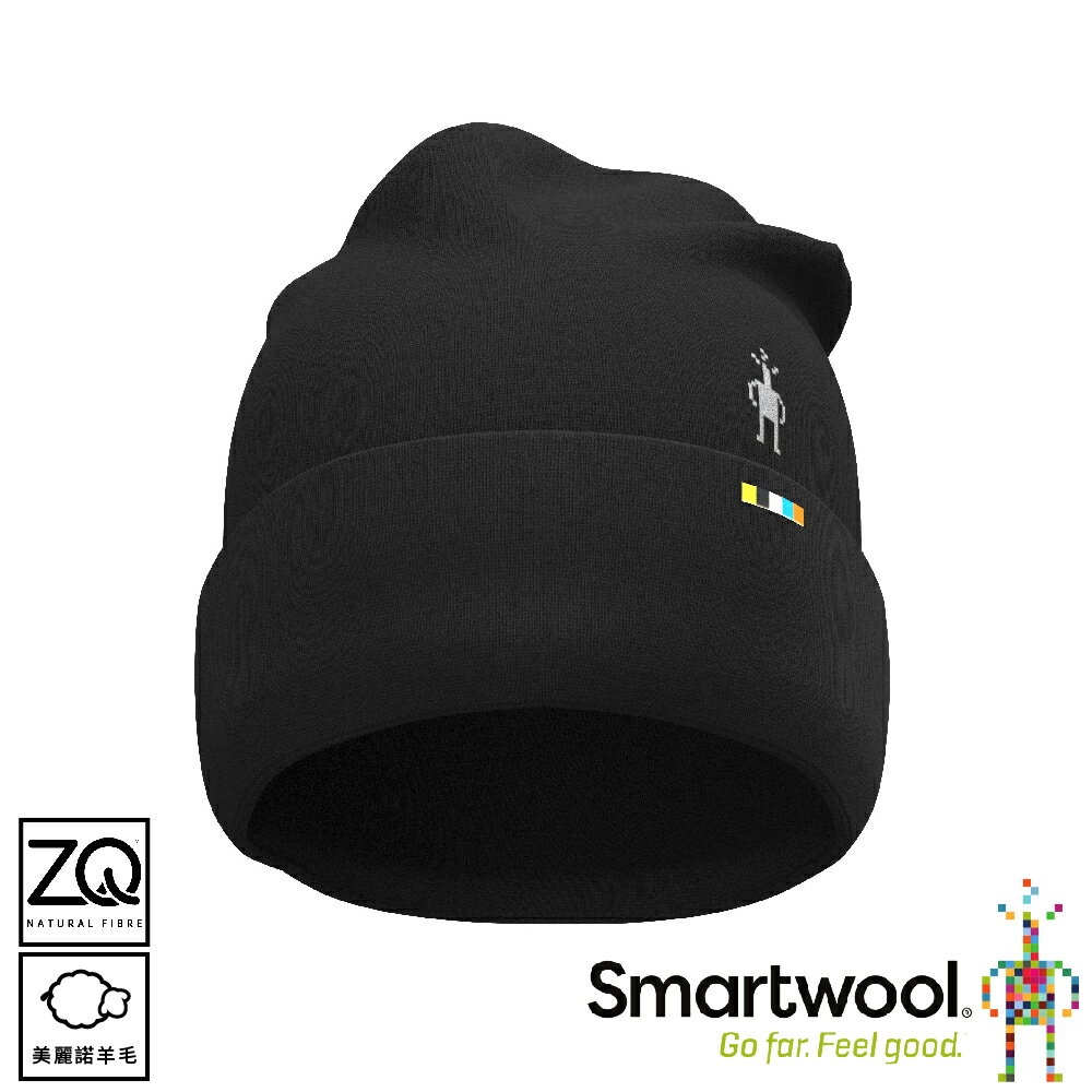 【SmartWool 美國 Thermal 美麗諾羊毛反摺毛帽《黑》】SW0SW956/保暖帽/雪帽/休閒帽/防寒/登山