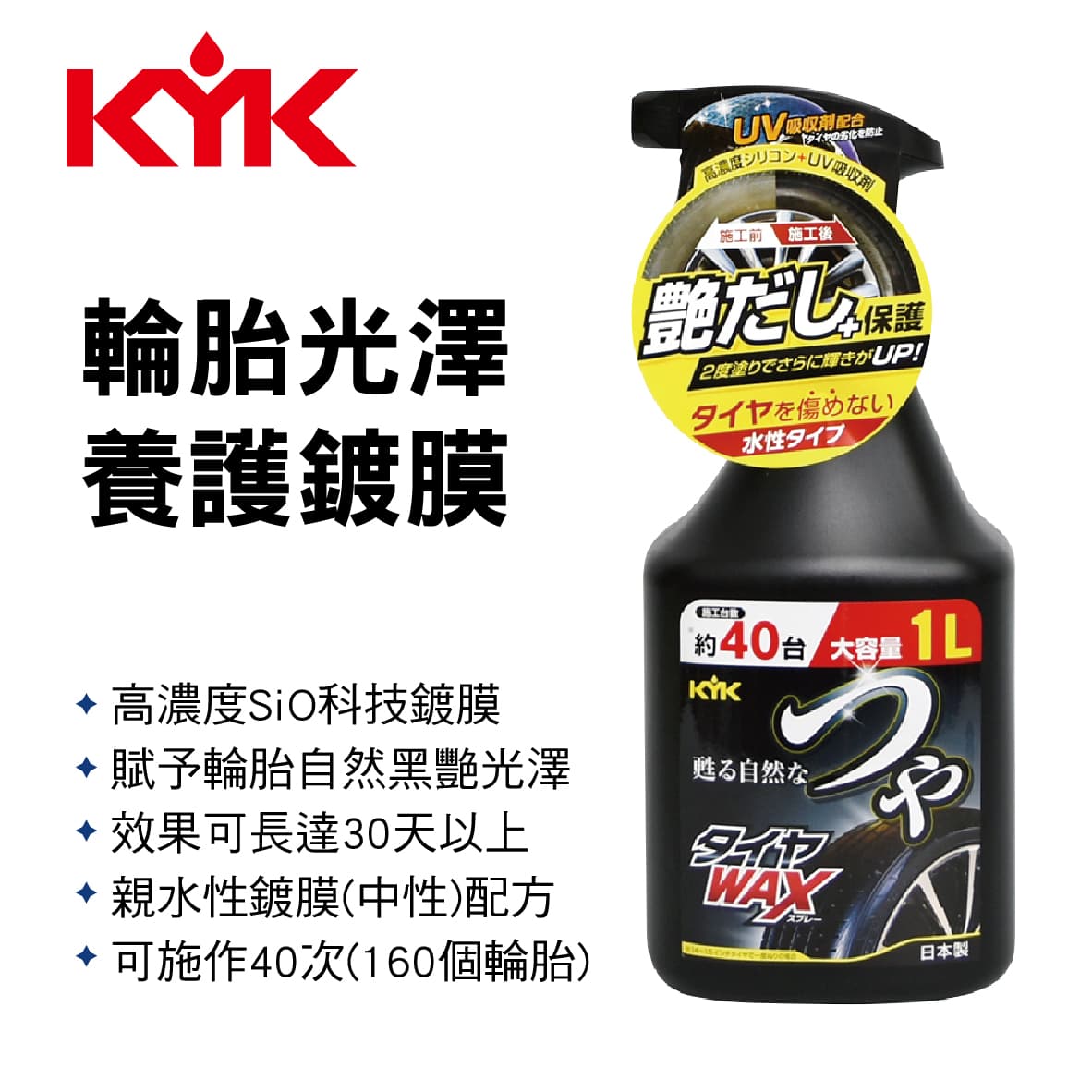 真便宜 KYK古河 22-150 輪胎光澤養護鍍膜1L