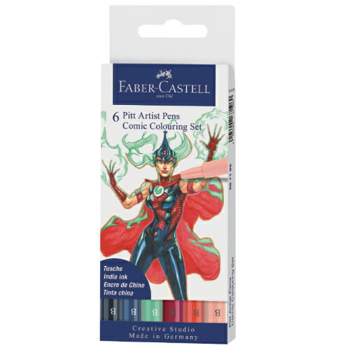 【FABER-CASTELL】輝柏 PITT 漫畫專用藝術筆 筆套組B 6支入 / 盒 267196