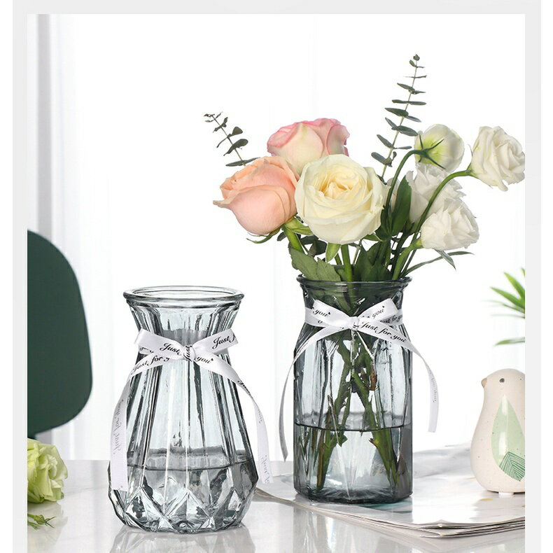 【優選百貨】北歐風格玻璃小花瓶鑽石玻璃花瓶居家裝飾水杯花瓶水瓶玻璃瓶透明花瓶花器