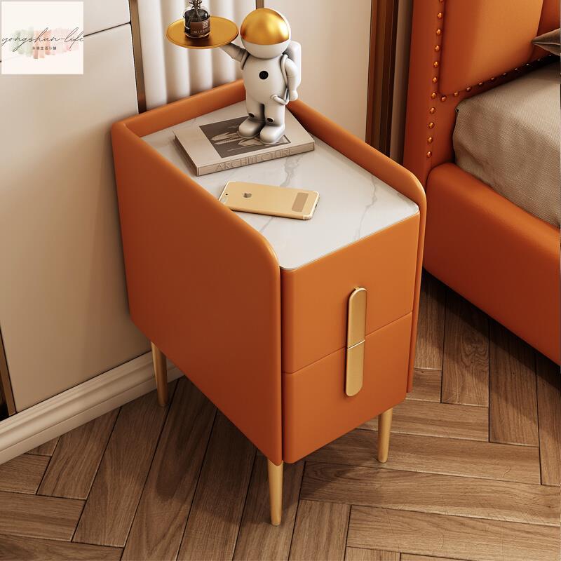 熱賣輕奢床頭櫃小型簡約現代超窄迷你實木夾縫置物架意式極簡床邊櫃子
