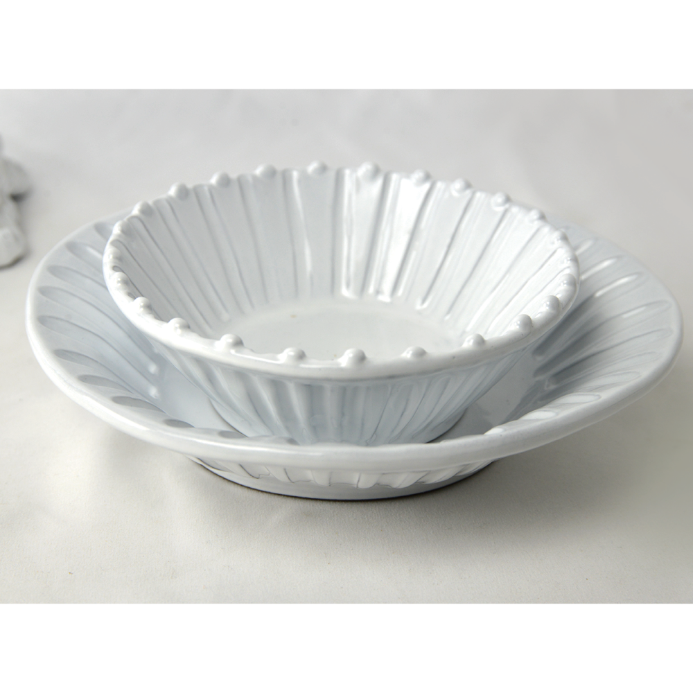 義大利 VBC casa │ 純白系列 22 cm 餐盤 + 18 cm 湯碗 / 2入組套裝