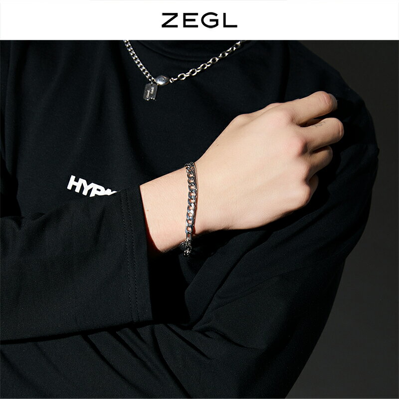 ZEGL復古情侶款手鏈男士女生ins小眾設計嘻哈潮冷淡風古巴手飾品 1