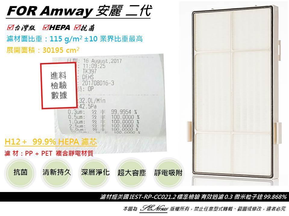 【搶先看】【米歐】HEPA + CPZ除臭 適用 Amway 安麗 二代 10-1076T 空氣清淨機 同10-1078-折扣專區