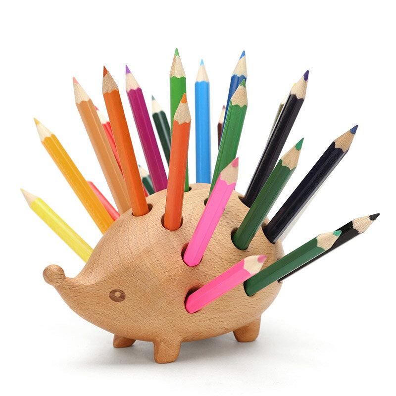 六一兒童節成人小禮物實木質可愛卡通斜插式筆筒創意時尚桌面收納