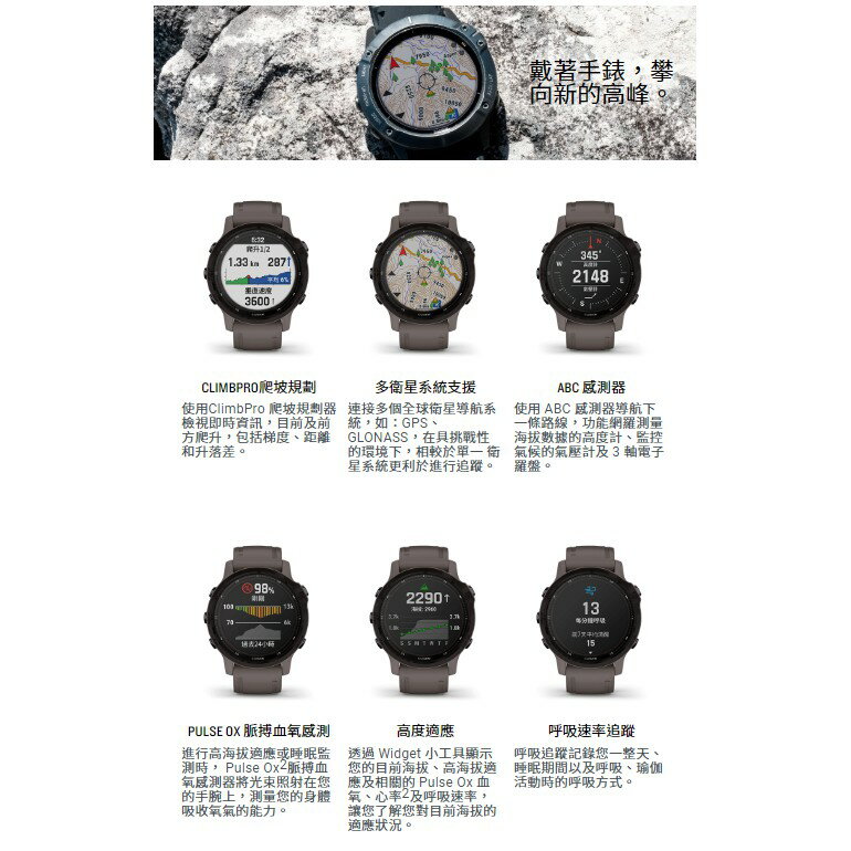 【eYe攝影】全新 GARMIN Fenix 6S Pro Solar 太陽能手錶 GPS 智慧手錶 防水 運動手錶 5