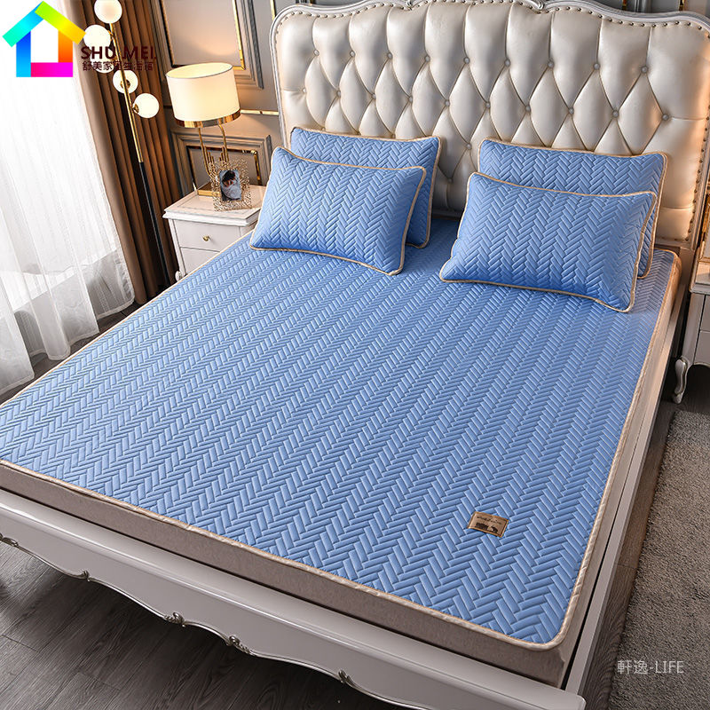 泰國乳胶凉席涼蓆 單人雙人加大涼席三件組 純色冰涼墊空調軟席 裸睡天絲席 舒適涼感 涼感絲寢具1 1