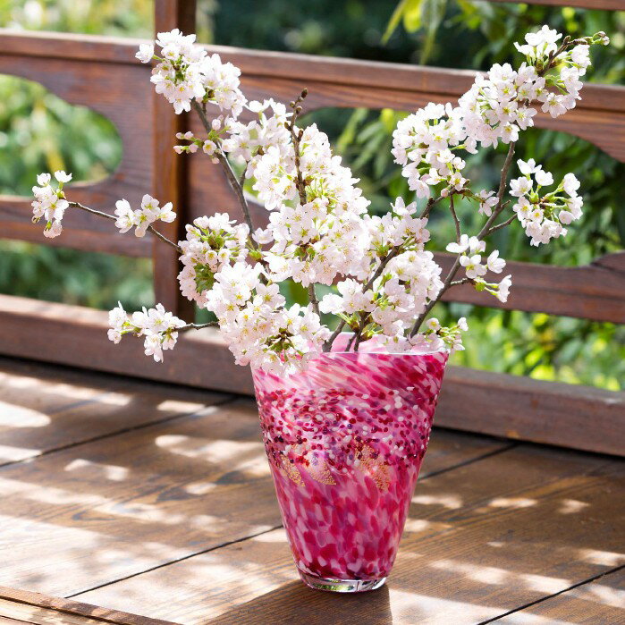 日本津輕 弘前櫻扇花器 花瓶 金益合Drinkeat