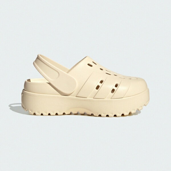 Adidas Adilette Clog Platform [JP7159] 女 涼拖鞋 休閒 厚底 防水 米