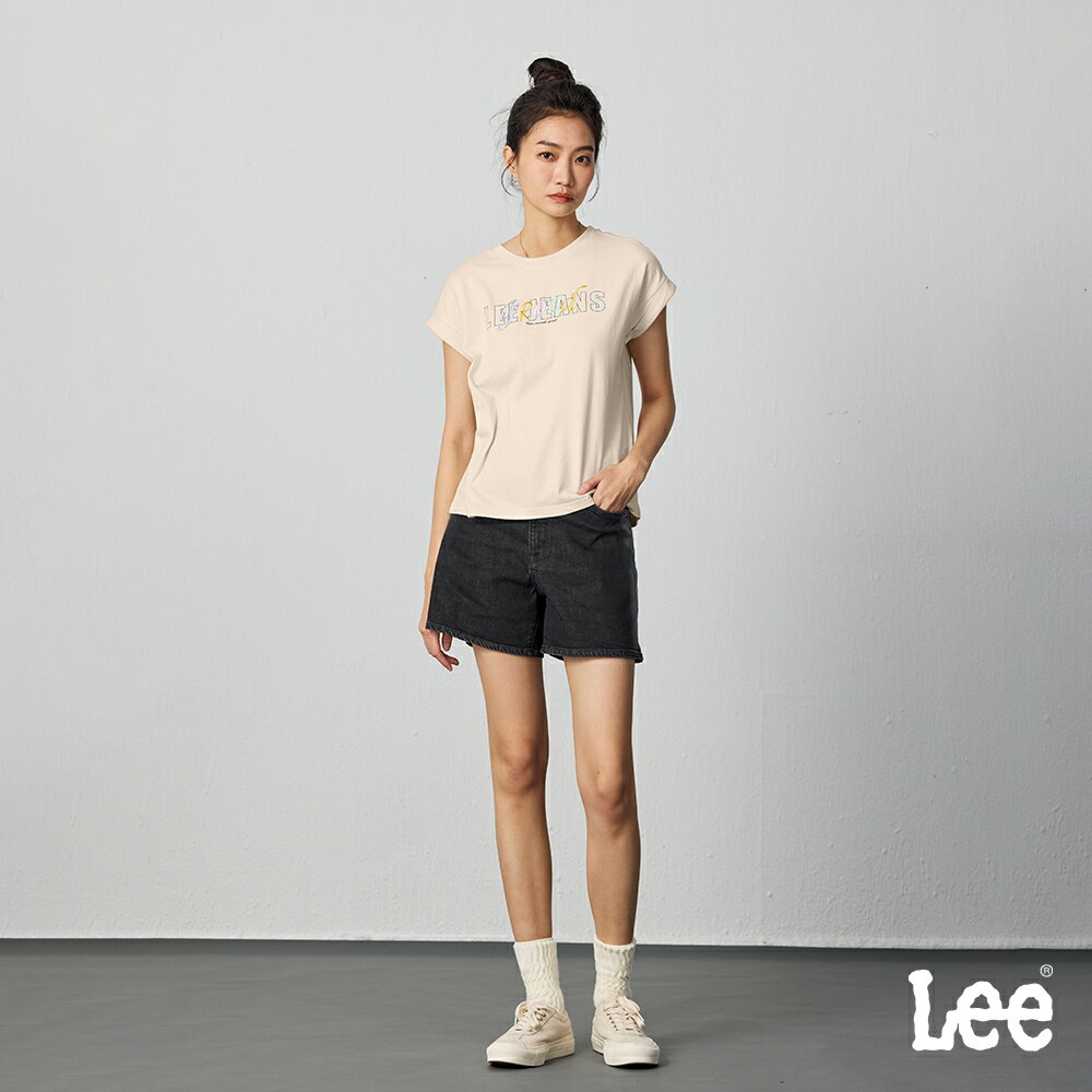 Lee 女款 涼感 腰邊刷白 中腰牛仔短褲 10.5oz Jade | Modern & Cooling