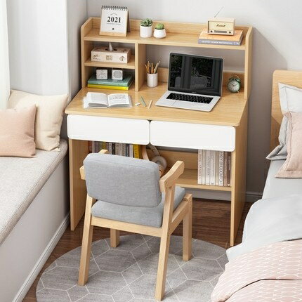 書桌小型書架組合一體桌電腦桌家用簡易桌子臥室學生學習桌寫字桌
