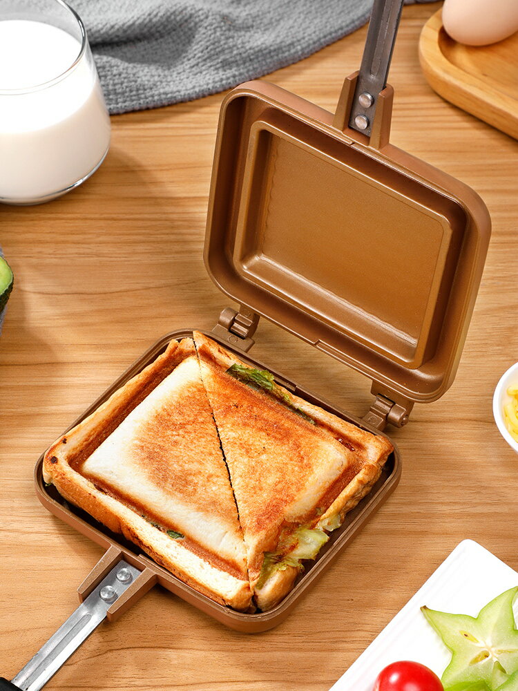 鑄鐵三明治吐司面包模具戶外雙面日式鍋夾鋁合金不粘烤盤模具早餐