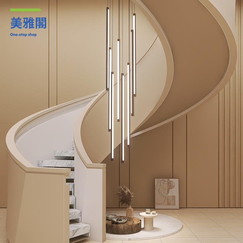 現貨 吊燈 吸頂燈 客廳燈 餐廳燈 照明燈 復式樓梯長吊燈輕奢大氣北歐創意胡桃木客廳吊燈個性loft公寓燈具 工廠現貨 八折下殺wy3
