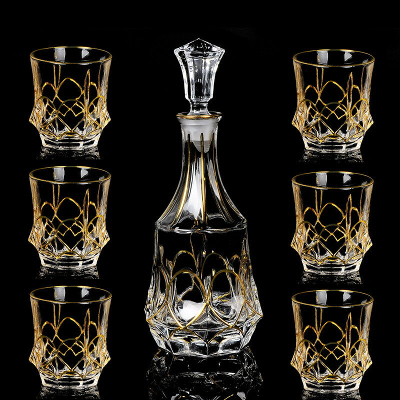 歐式奢華描金酒具套裝威士忌洋酒杯水晶玻璃家用白蘭地杯酒杯酒瓶