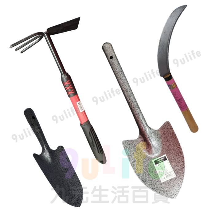 【九元生活百貨】膠柄兩用叉鋤 兩用鋤頭 馬牌大草刀 鐮刀 45cm大鐵鏟 27cm小鐵鏟 鏟土 園藝 種花 翻土 園藝工具