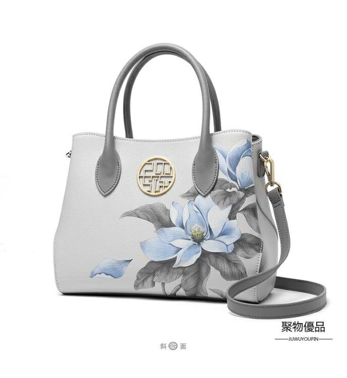 牛皮包包女手提包大容量時尚手拎包媽媽包【聚物優品】