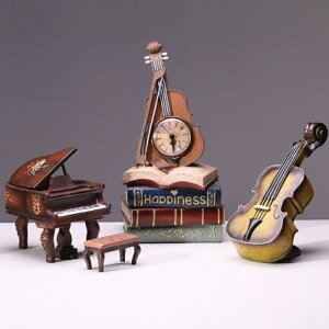 擺件 創意小提琴鋼琴吉他擺件工藝品家居飾品模型復古懷舊仿真道具室內 夢藝家
