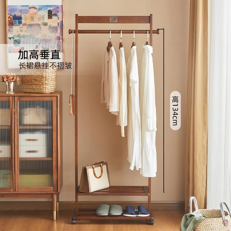 免運/開票 實木掛衣架落地式衣帽架可移動立式衣服架子家用客廳臥室入戶衣架L080快速出貨