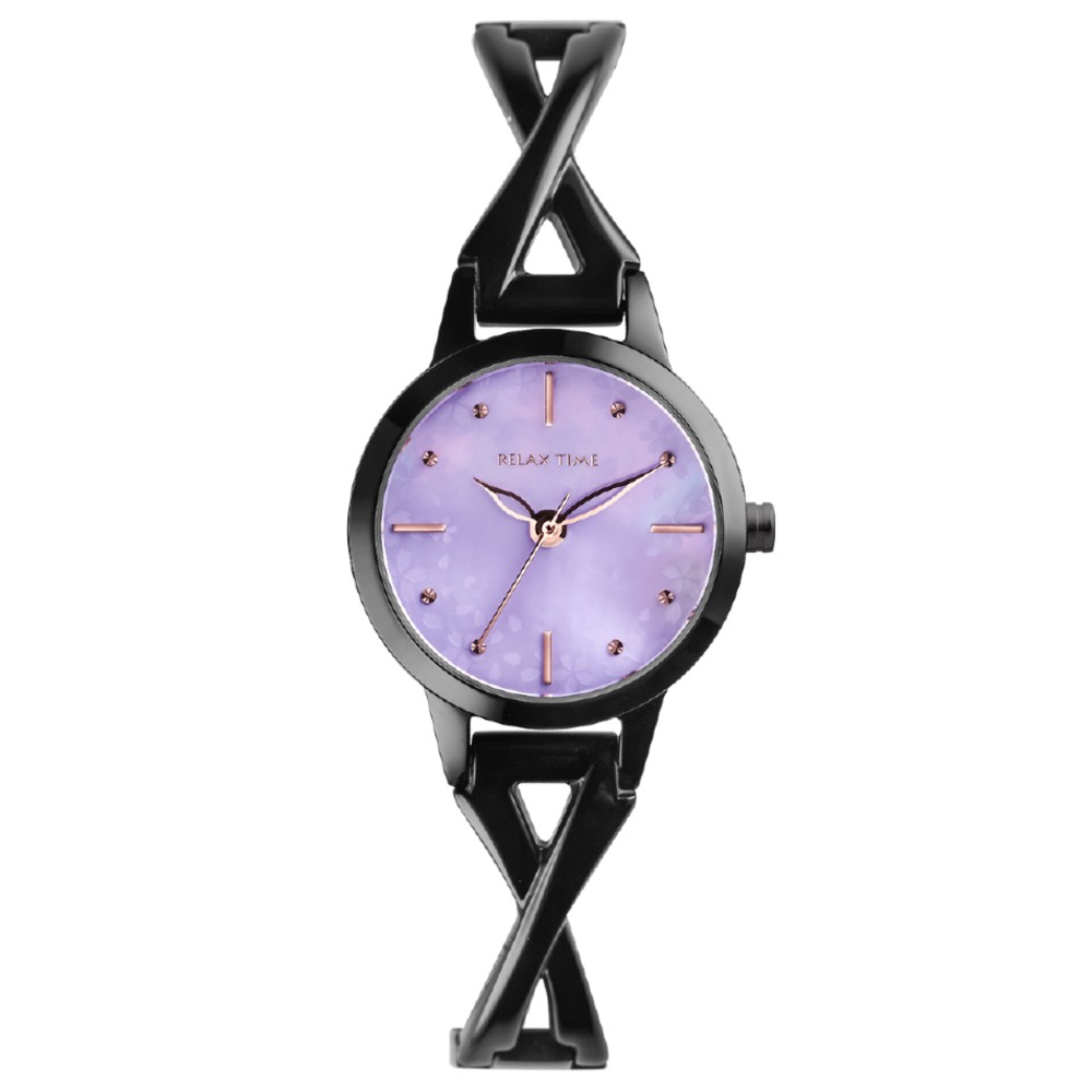 Relax Time RT-117-5 時光漫舞 女錶 黑×紫貝殼 22mm｜樂天領券現折★全館特惠中★指定刷卡回饋10%