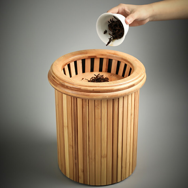 品匠茶道竹茶渣桶帶蓋倒茶葉垃圾桶過濾排水桶功夫茶具廢水桶茶桶