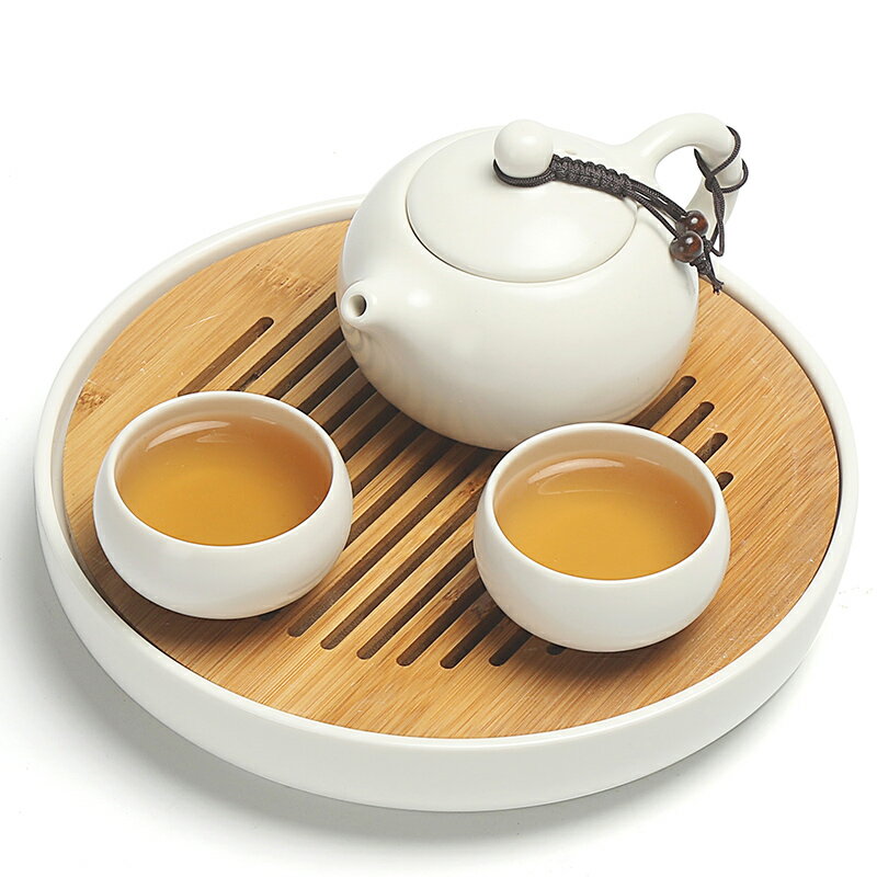 輕奢功夫茶具一壺兩杯干泡客廳盤套裝日式陶瓷茶旅行辦公室壺杯喝