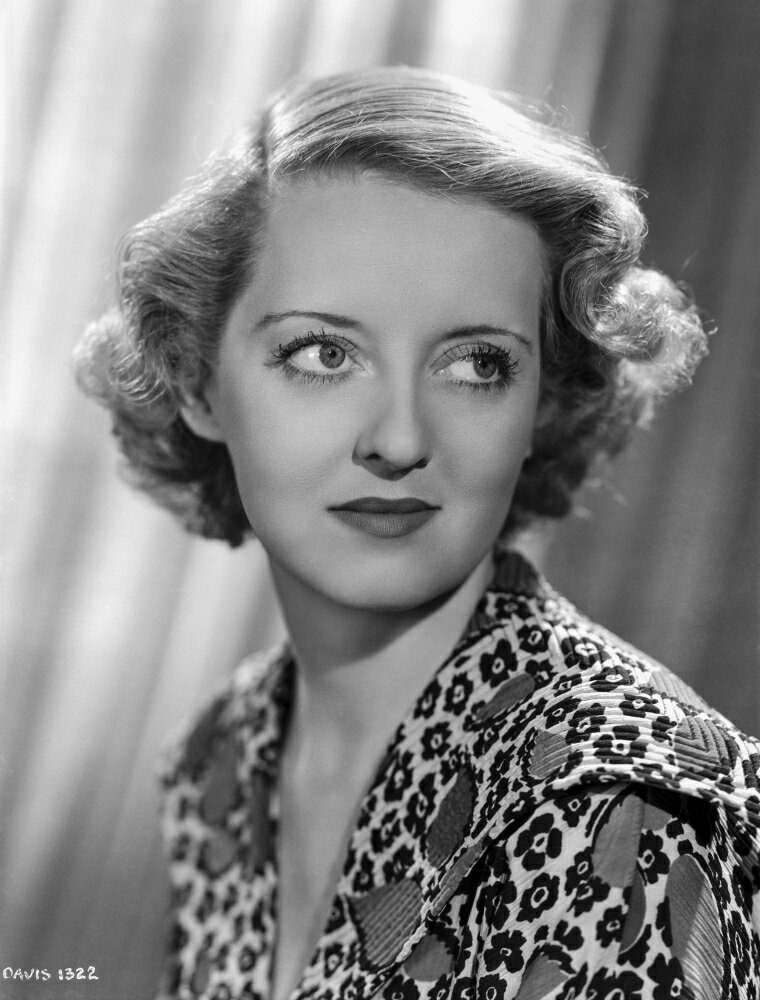 Posterazzi: Bette Davis Portrait in Floral V-Neck Silk Long Sleeve ...